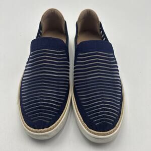 Ugg Women’s Flats Blue Canvas Slip On Loafers Shoes 8 Stripe SN 1109533